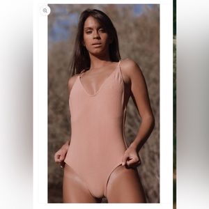 Static Swimwear Robertson One Piece - L / Blush Rib - NEW one piece